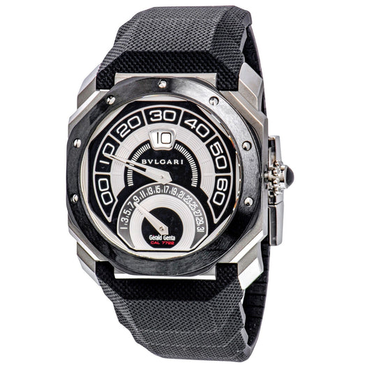 Bvlgari Octo Retrograde Black Lacquered Dial Black Rubber Men's Watch 101831