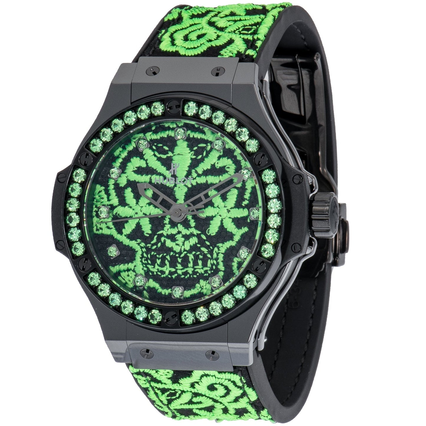 Hublot Big Bang Broderie Sugar Skull Fluo Malachite Green 41mm Unisex Watch 343.CG.6590.NR.1222