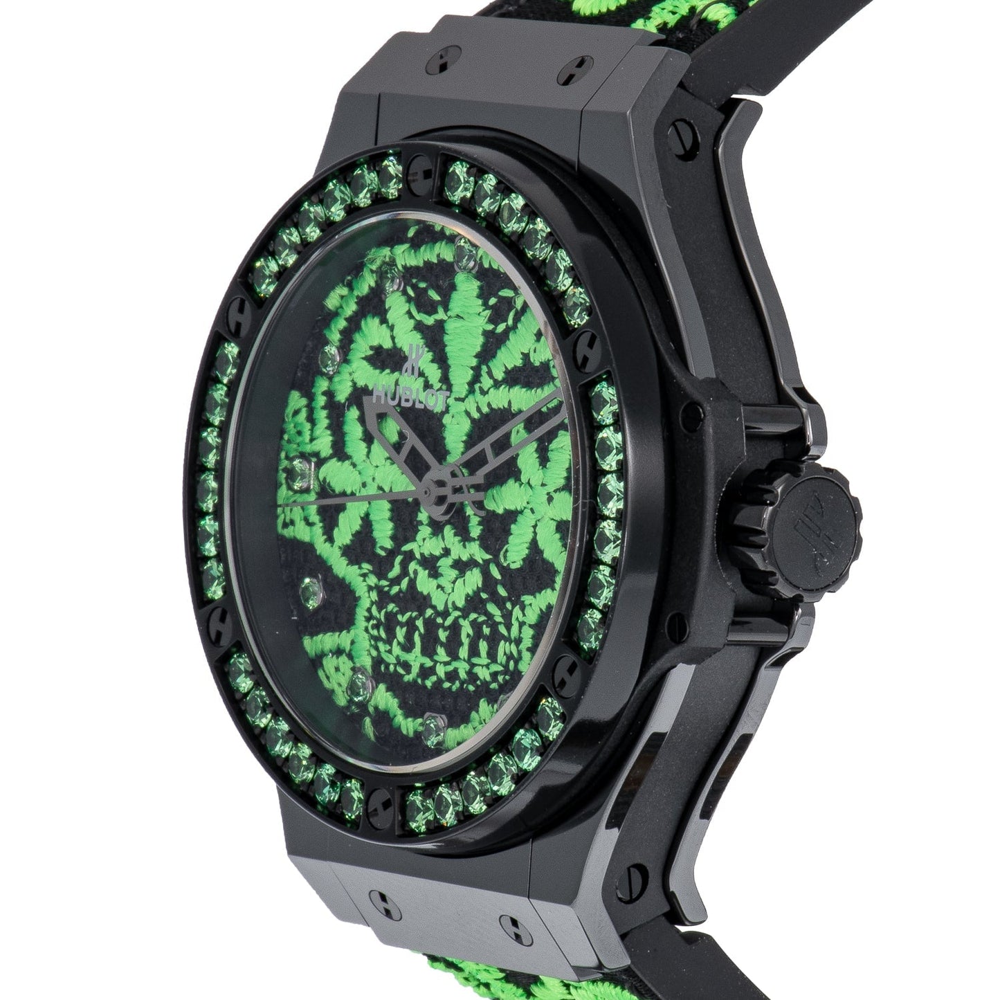 Hublot Big Bang Broderie Sugar Skull Fluo Malachite Green 41mm Unisex Watch 343.CG.6590.NR.1222