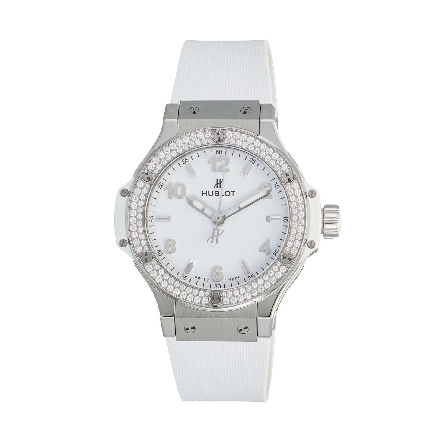 Hublot Big Bang Quartz 38mm Ladies Watch Stainless Steel Diamond Bezel 361.SE.2010.RW.1104