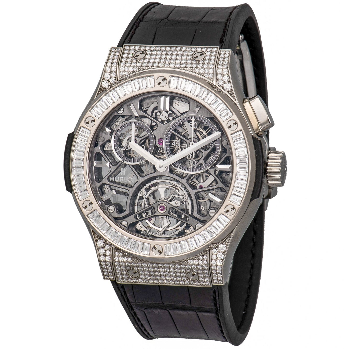 Hublot Classic Fusion Tourbillon Chronograph 45mm Titanium With Diamond Bezel Mens Watch 506.NX.0170.LR.0904