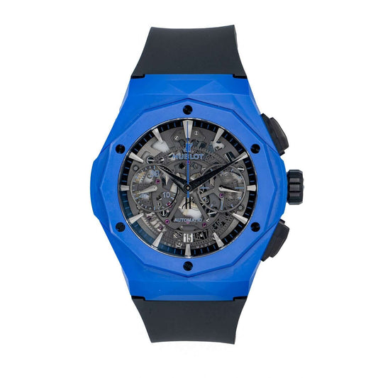 Hublot Classic Fusion Chronograph in Blue Ceramic on Black Rubber Strap with Skeleton Dial 525.EX.0179.RX.ORL18