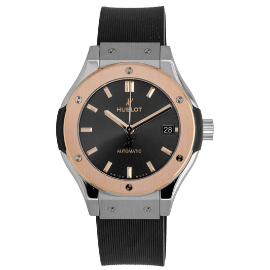 Hublot Classic Fusion Titanium King Gold Watch - 38 mm - Black Dial - Black Lined Rubber Strap 565.NO.1480.RX
