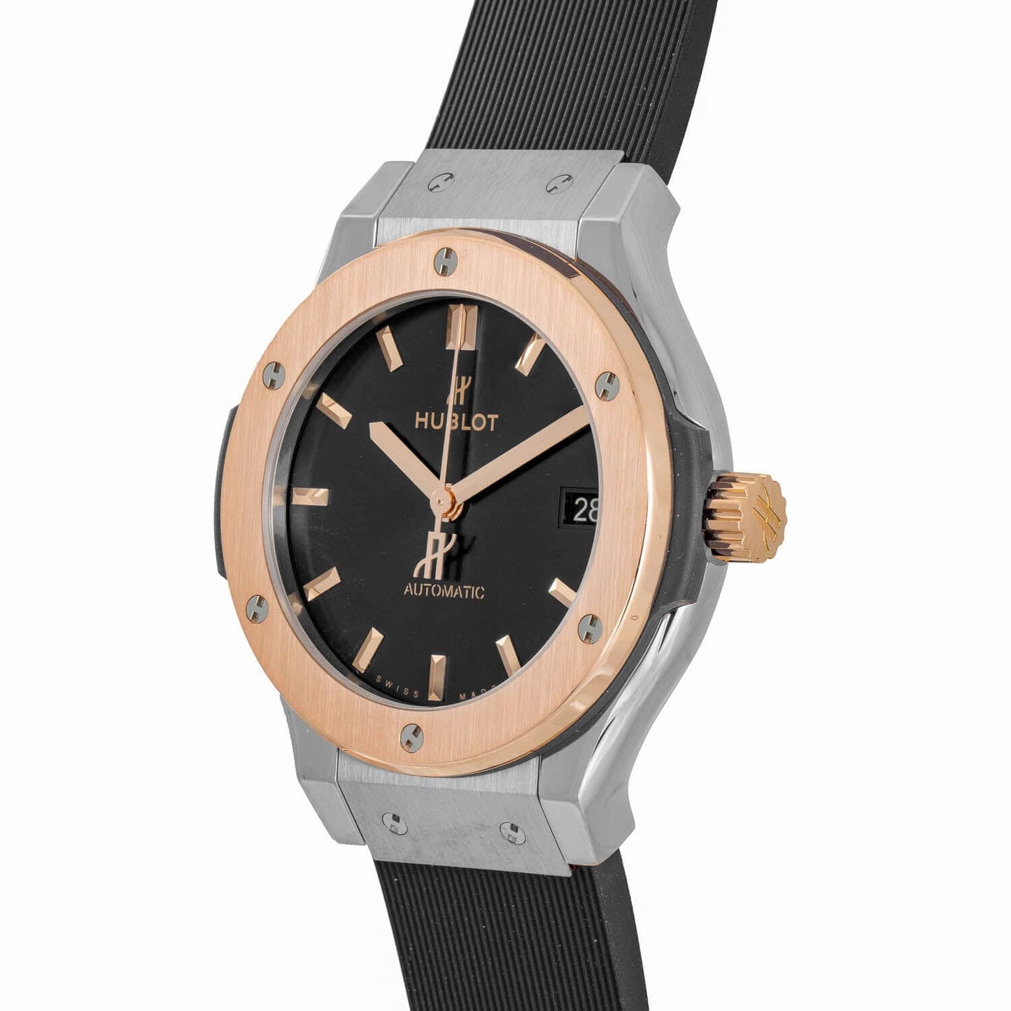 Hublot Classic Fusion Titanium King Gold Watch - 38 mm - Black Dial - Black Lined Rubber Strap 565.NO.1480.RX