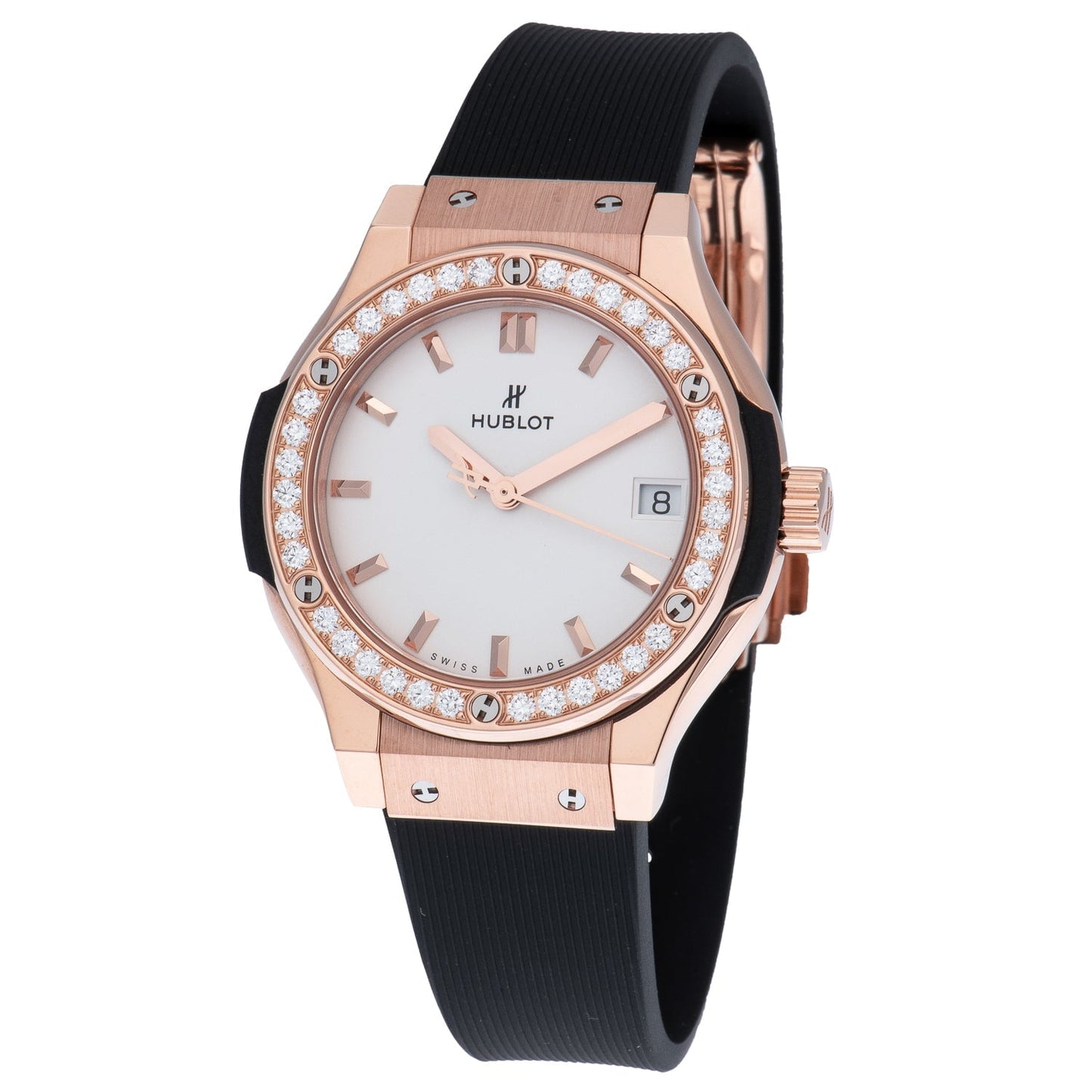 Hublot Classic Fusion Quartz 33mm Ladies' Watch With Diamond Bezel 581.OX.2611.RX.1104