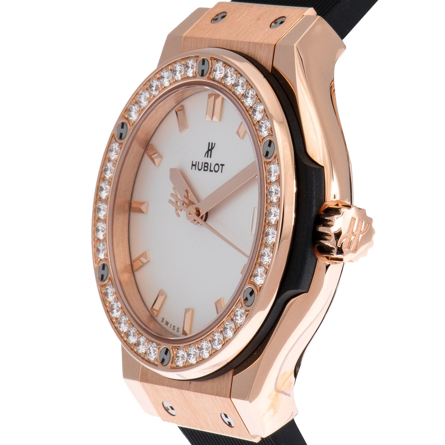 Hublot Classic Fusion Quartz 33mm Ladies' Watch With Diamond Bezel 581.OX.2611.RX.1104