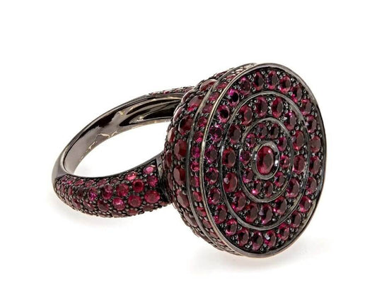 Boucheron Ruby Secret Ring JRG0034448 in 18ct blackened white gold with 6.5 carats of rubies on ring and band