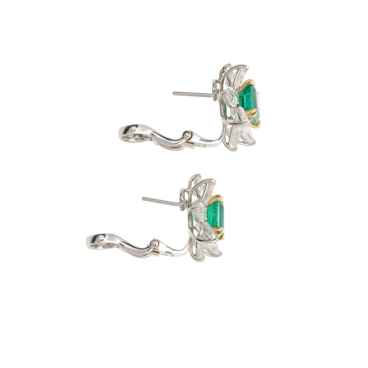 Bayco Emerald and Diamond Flower Motif Earrings  AMG567O
