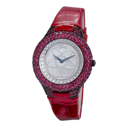 Graff Halo 18k Black Gold set with Rubies Watch GH36BGRMPW