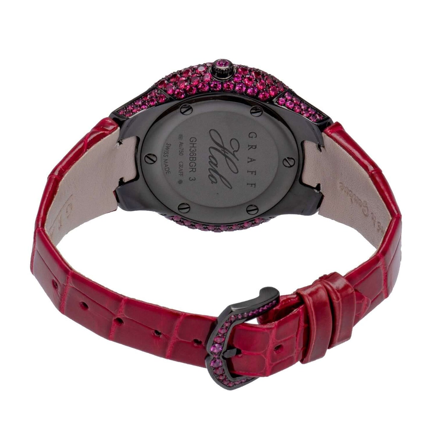 Graff Halo 18k Black Gold set with Rubies Watch GH36BGRMPW