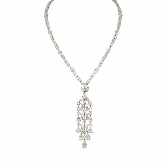 Graff Platinum and White Gold Diamond Knifebar Chandelier Necklace TTW 36.61ct