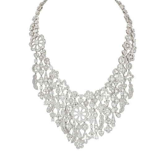 Graff White Gold Bohemia Necklace with White Round and Pear Shape Diamonds