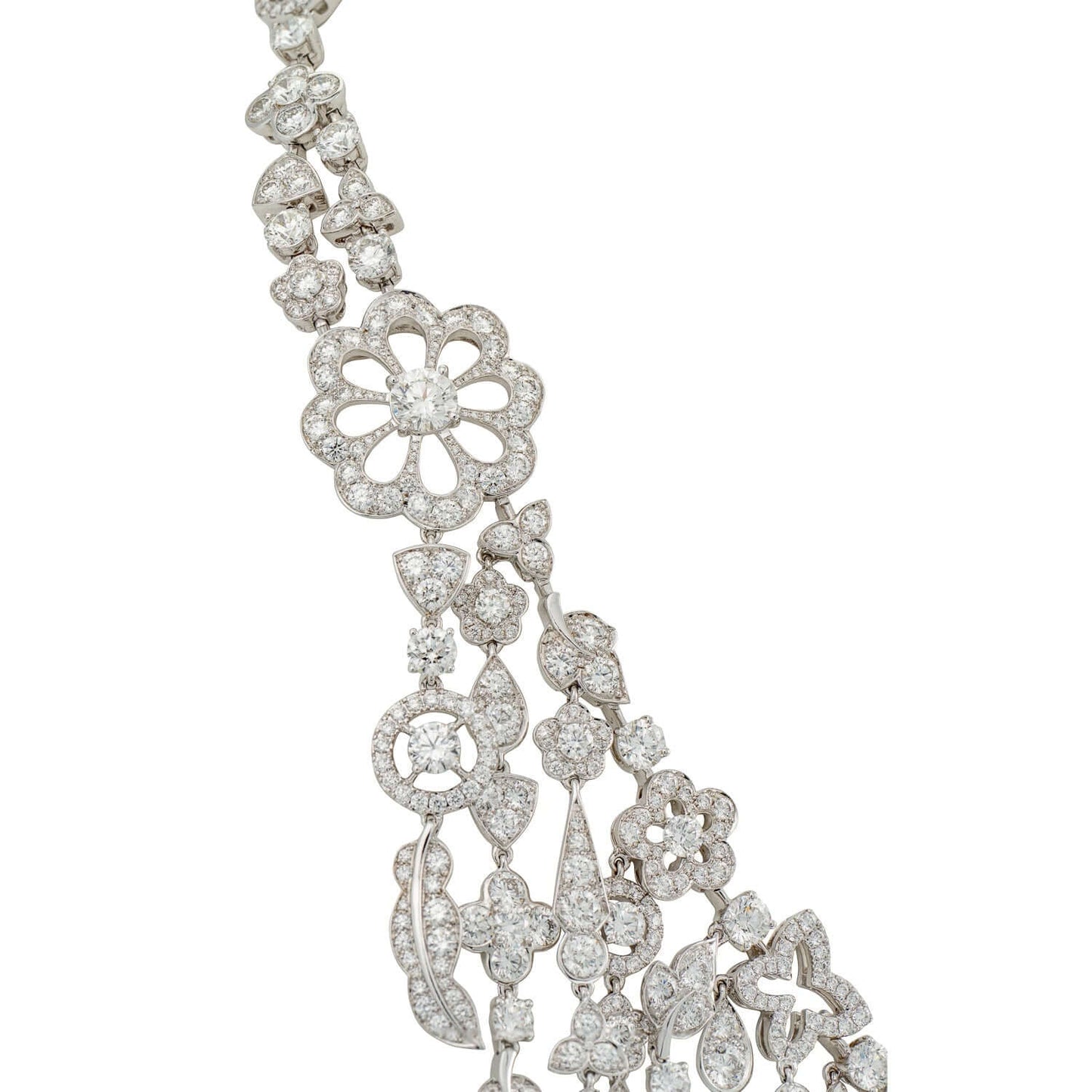 Graff White Gold Bohemia Necklace with White Round and Pear Shape Diamonds
