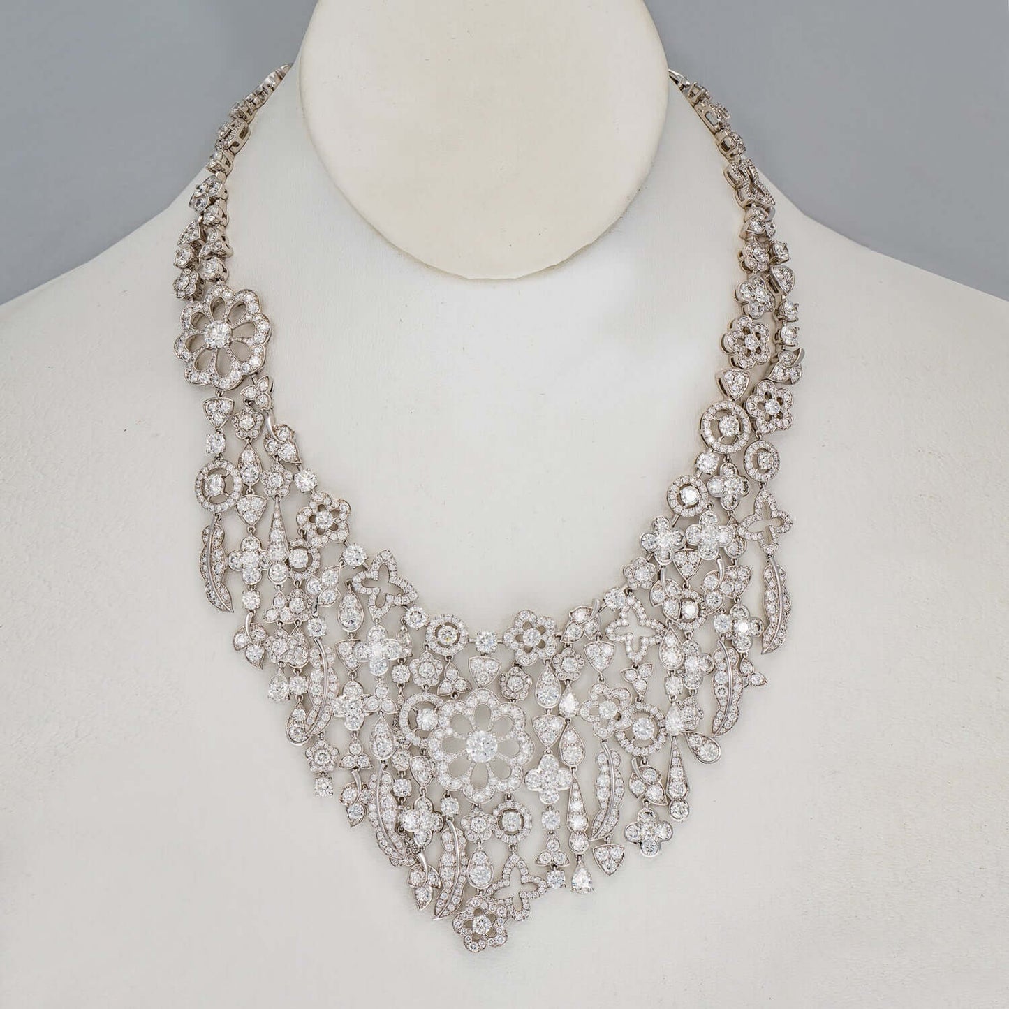 Graff White Gold Bohemia Necklace with White Round and Pear Shape Diamonds
