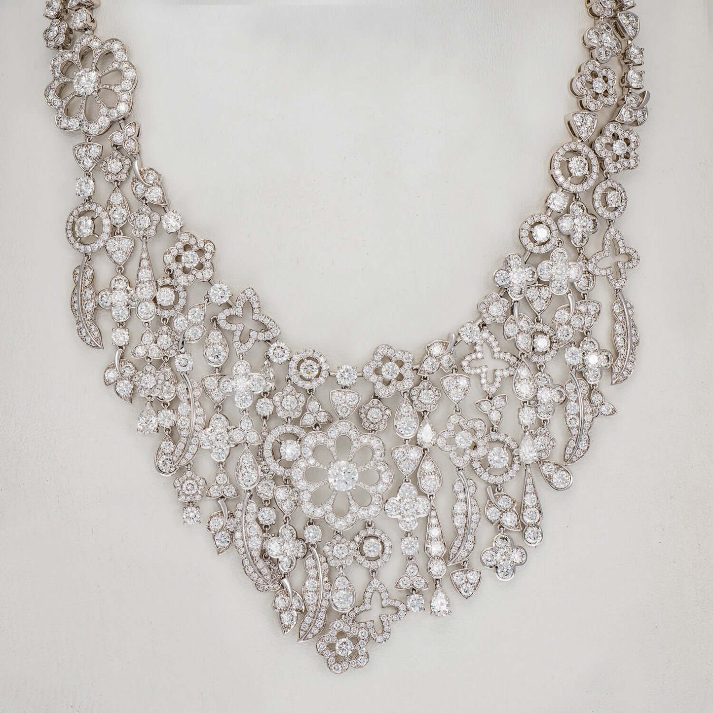 Graff White Gold Bohemia Necklace with White Round and Pear Shape Diamonds