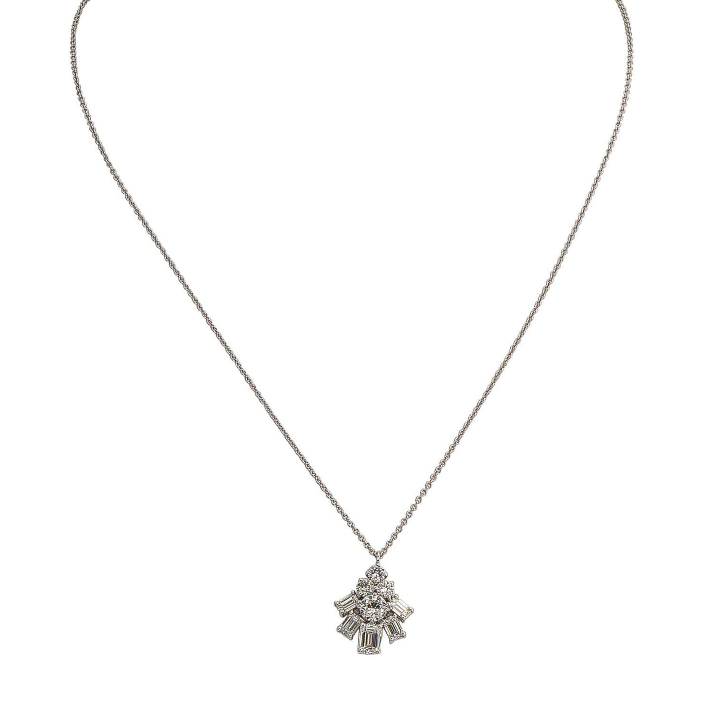 Graff White Emerald Cut and Round Dimond Pendant