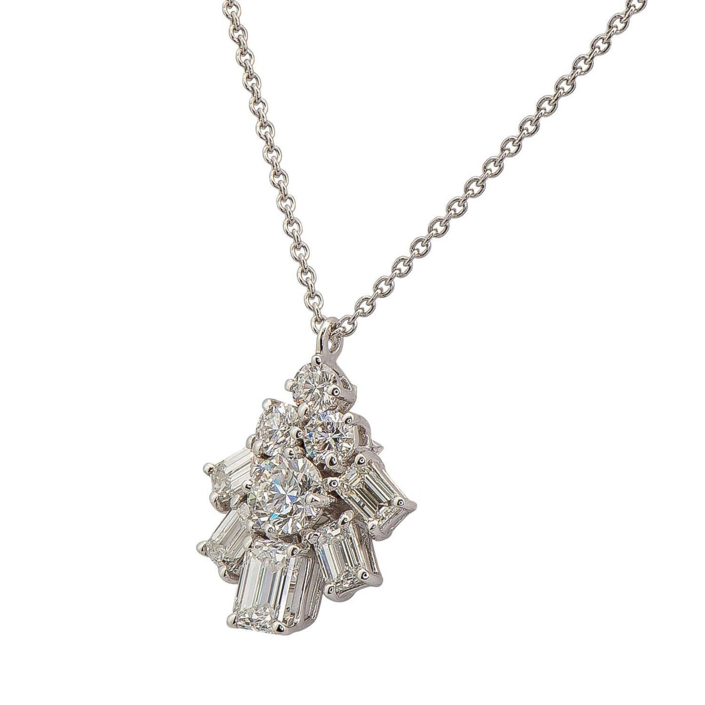 Graff White Emerald Cut and Round Dimond Pendant