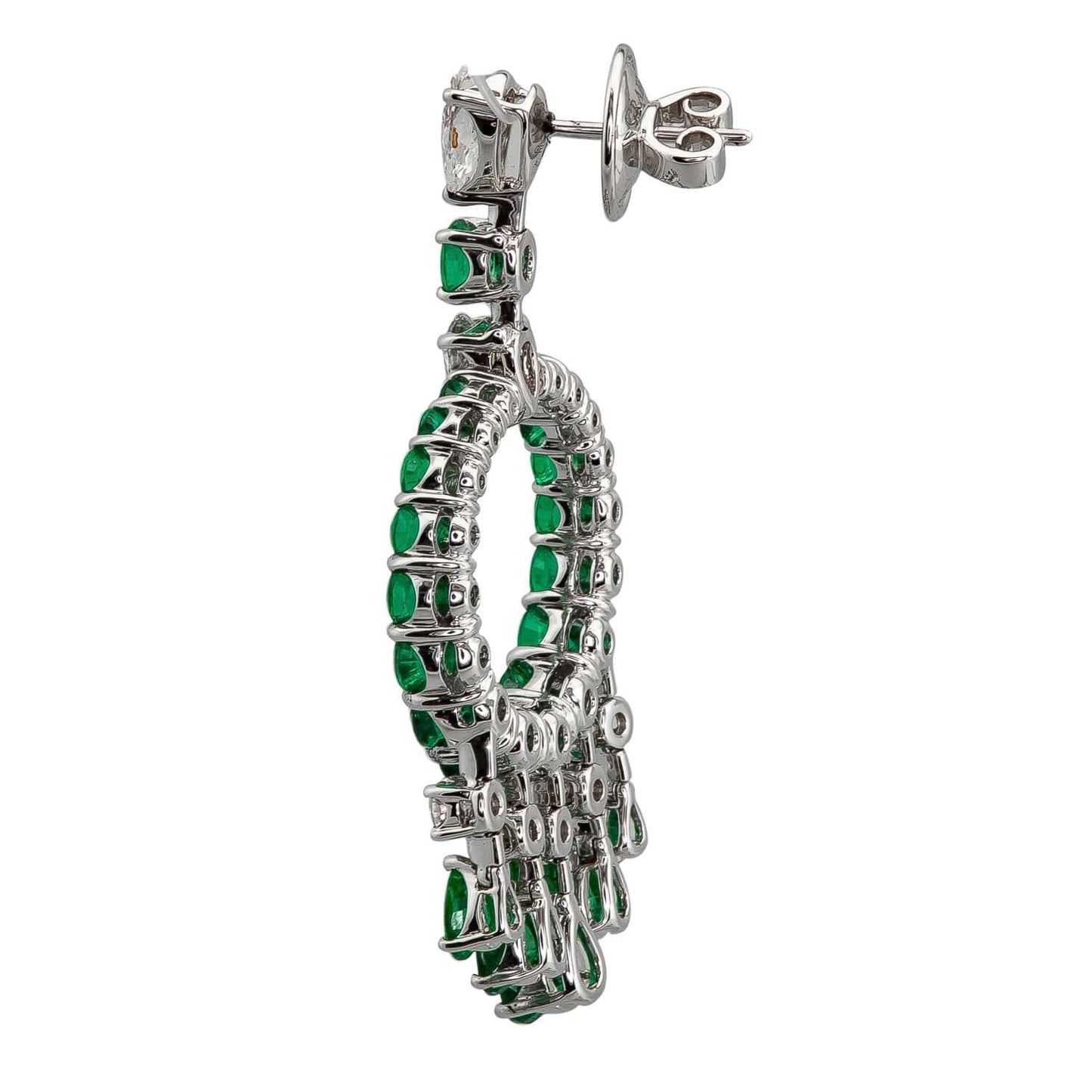 Graff Gypsy Earrings White Gold Round With Pearshape Emeralds