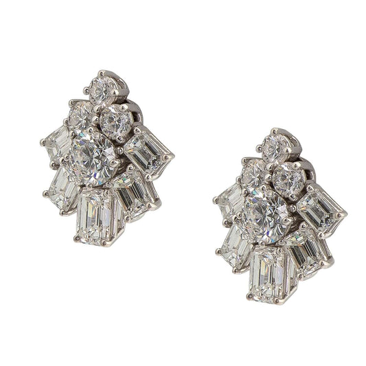 Graff White Emerald Cut and Round Diamond Earrings RGE1251