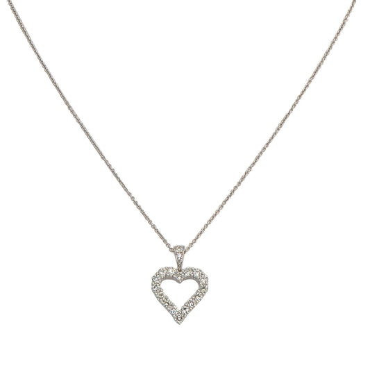 Graff White Round Diamond Heart Shape Silhouette Pendant on Chain