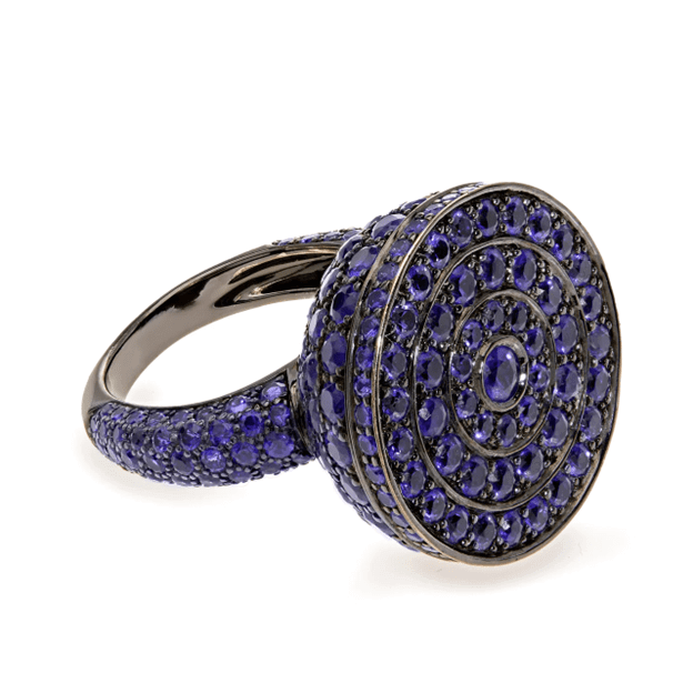 Boucheron Sapphire Secret Ring JRG00495 in 18ct blackened white gold with 6.5 carats of sapphires