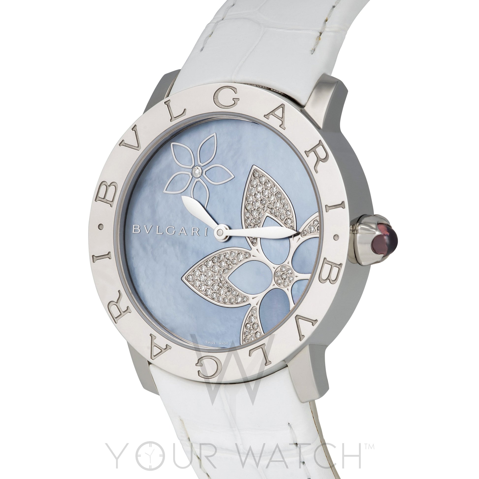 Bvlgari Blue Mother Of Pearl Flower Design Ladies Watch 101897
