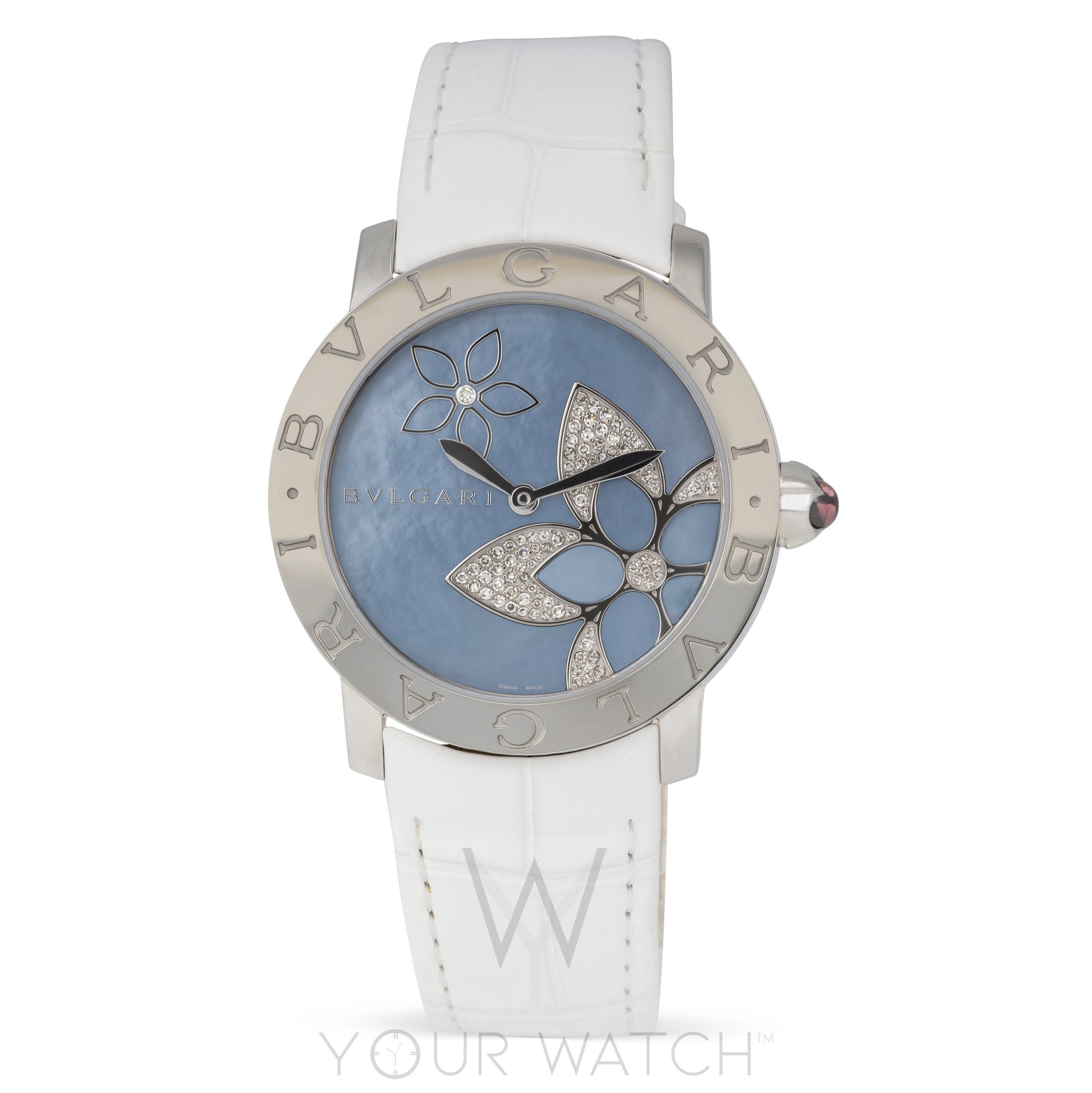 Bvlgari Blue Mother Of Pearl Flower Design Ladies Watch 101897