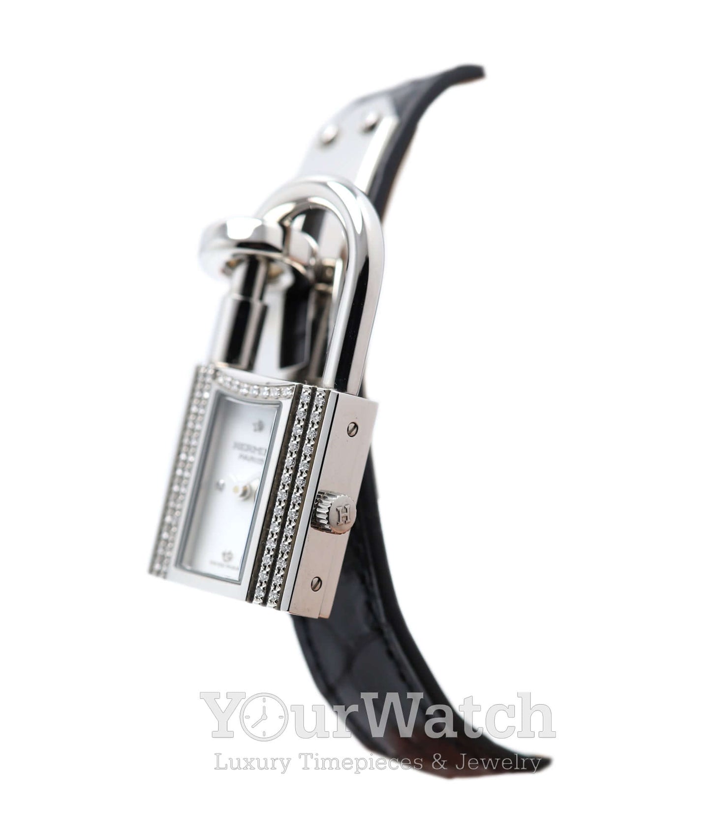 Hermès Stainless Steel Kelly Diamonds Lock Watch Ke1.230