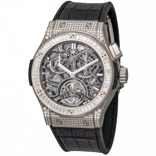 Hublot Classic Fusion Tourbillon Chronograph 45mm Titanium With Diamond Bezel Men's Watch 506.NX.0170.LR.0904