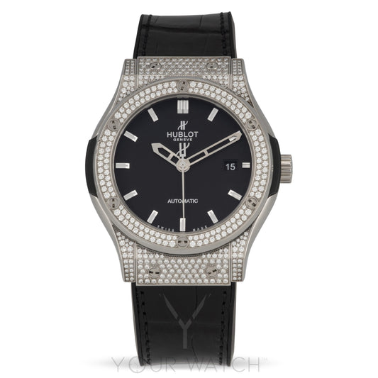 Hublot Classic Fusion Automatic Titanium Diamond Case 42mm Mens Watch 542.NX.1170.LR.1704