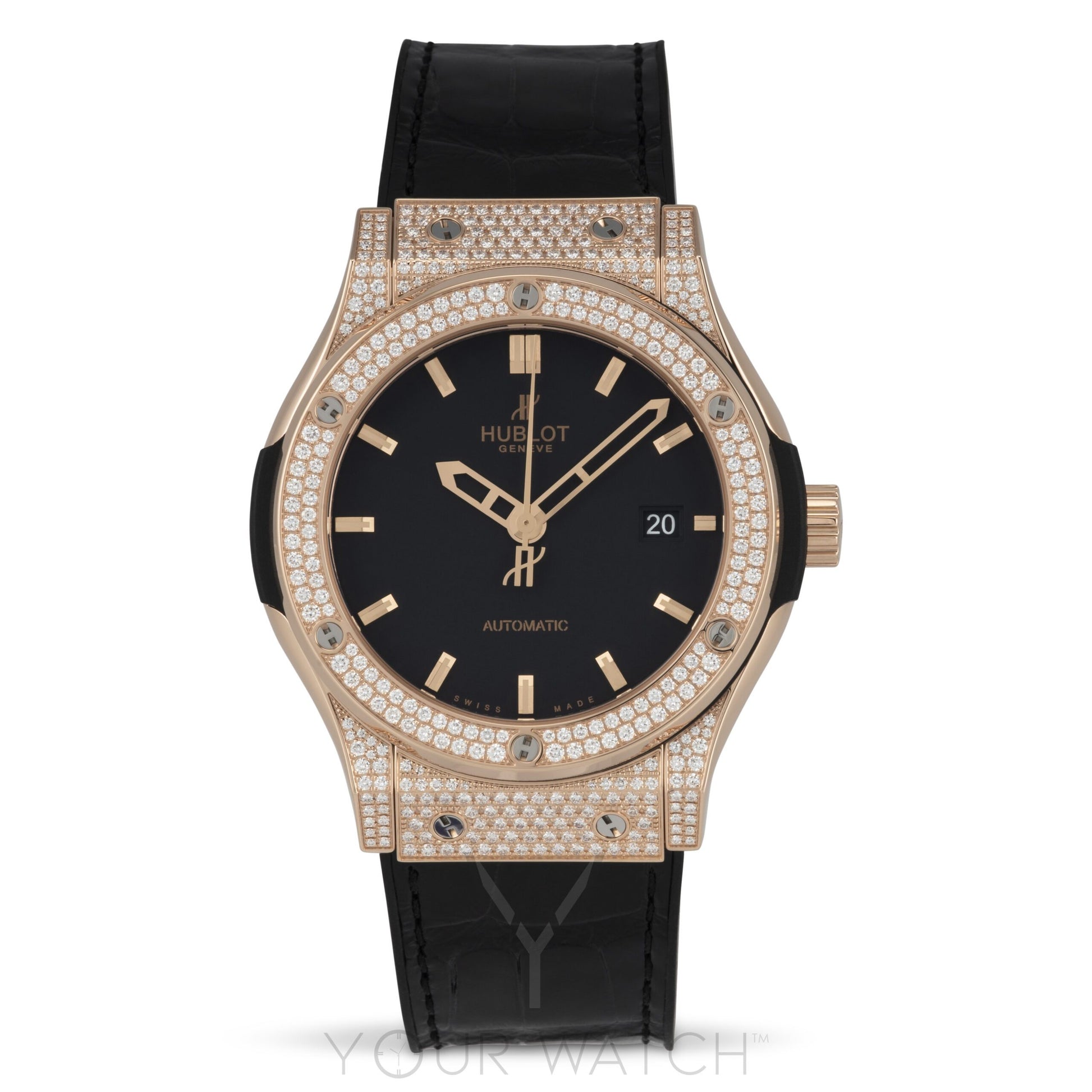 Hublot Classic Fusion Automatic 18k Rose Gold Diamond Case 42mm Mens Watch 542.OX.1180.LR.1704