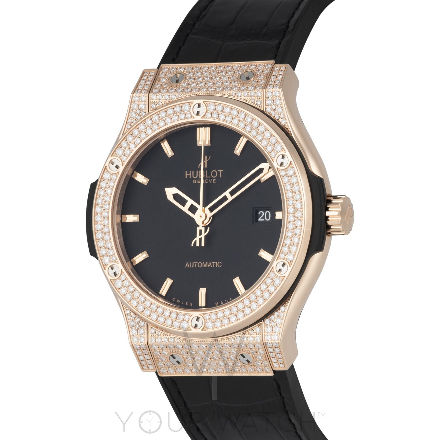 Hublot Classic Fusion Automatic 18k Rose Gold Diamond Case 42mm Mens Watch 542.OX.1180.LR.1704
