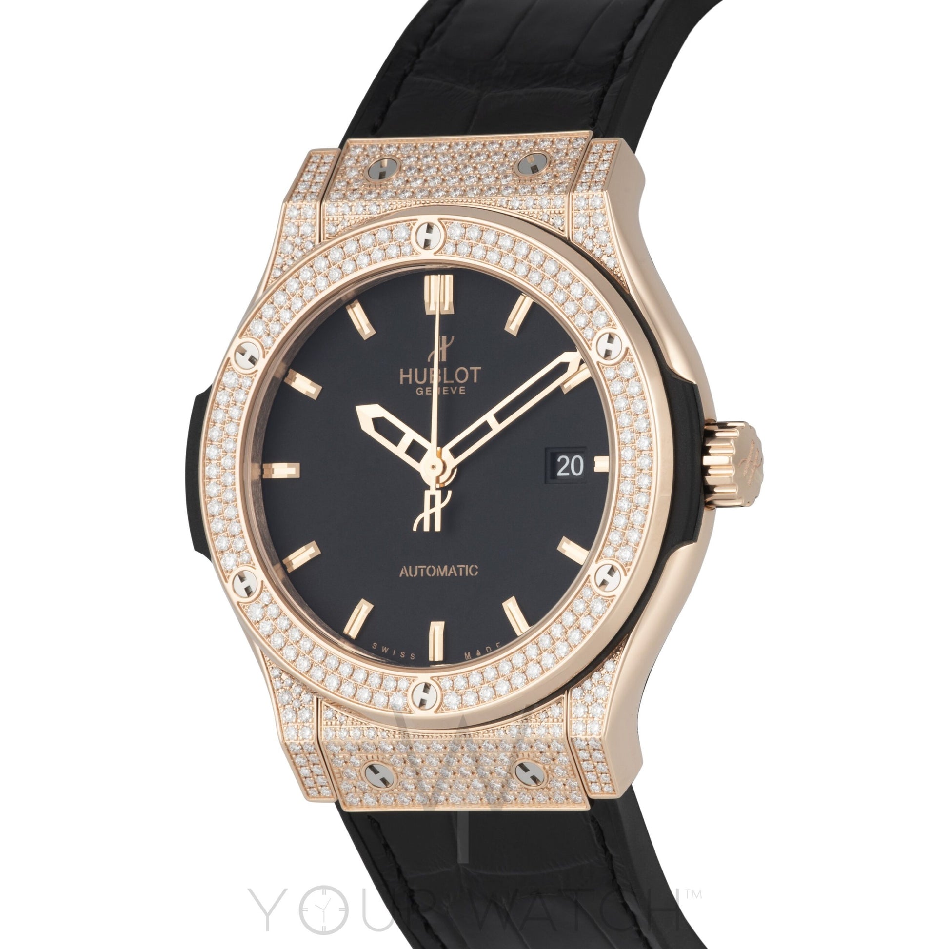 Hublot Classic Fusion Automatic 18k Rose Gold Diamond Case 42mm Mens Watch 542.OX.1180.LR.1704
