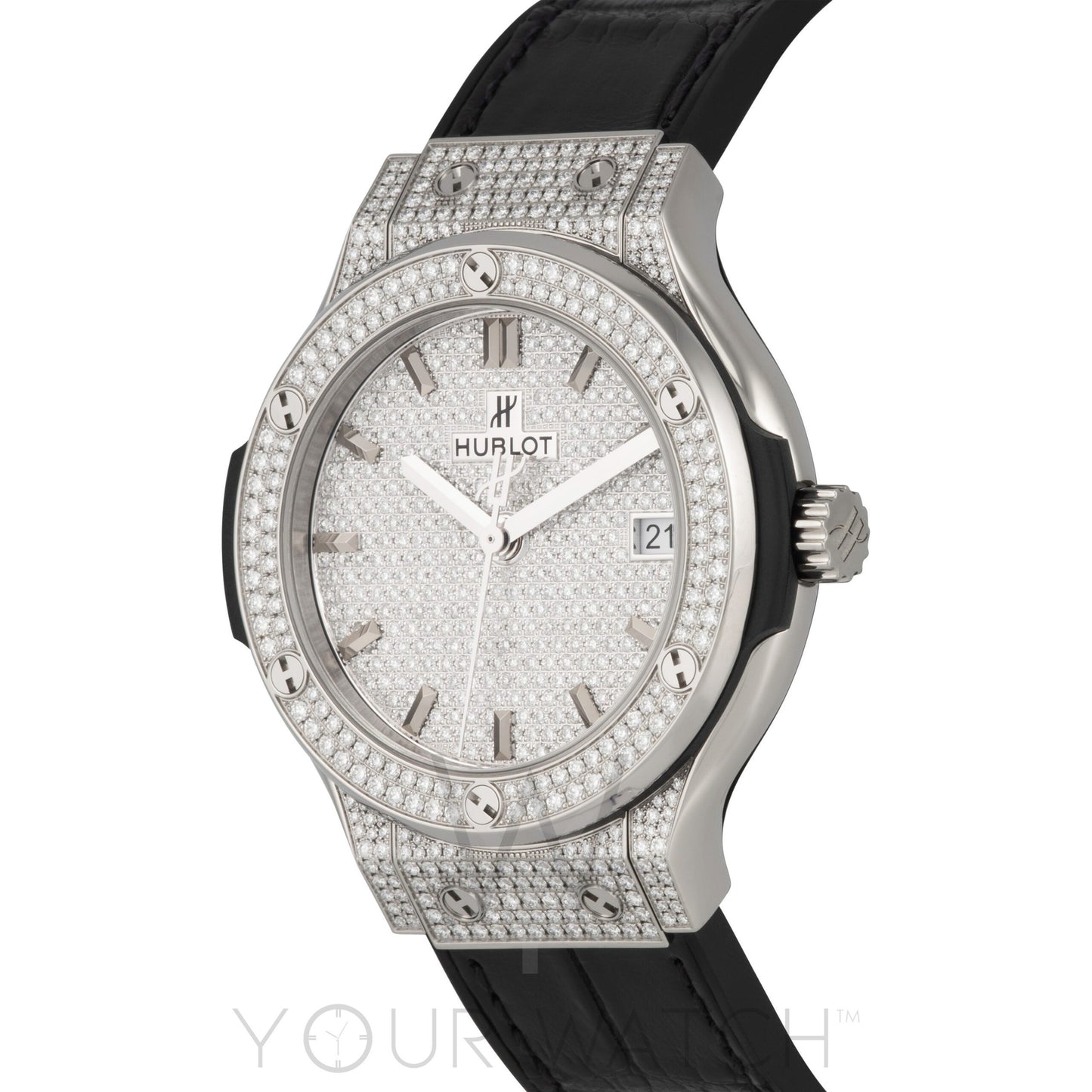 Hublot Classic Fusion Automatic 38mm Titanium Case Black Diamond Dial Watch 565.NX.9010.LR.1704