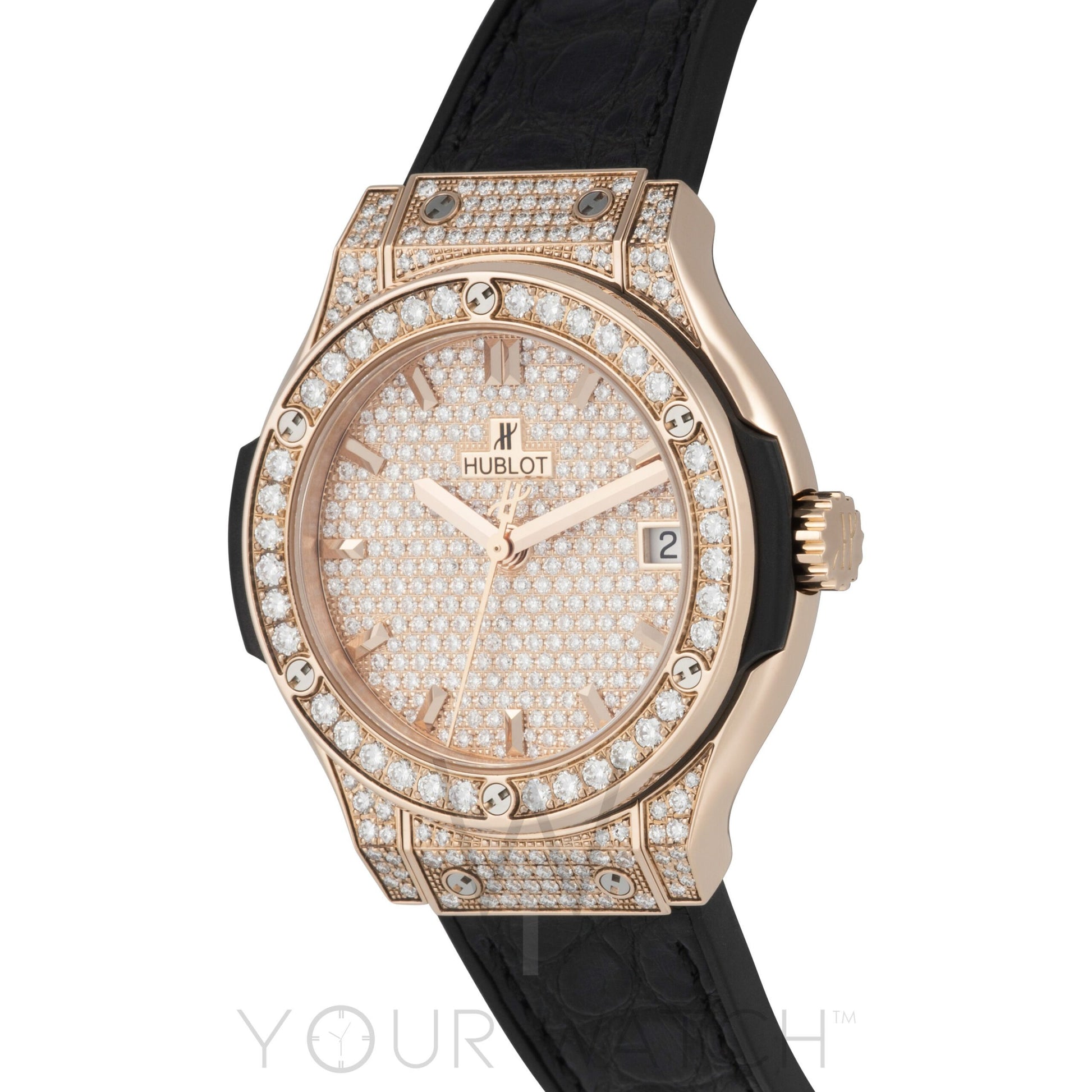 Hublot Classic Fusion Quartz 18kt Rose Gold Diamond Ladies Watch 581.OX.9010.LR.1704