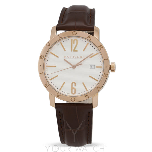 Bvlgari White Dial 18K Pink Gold Men's Watch 101965