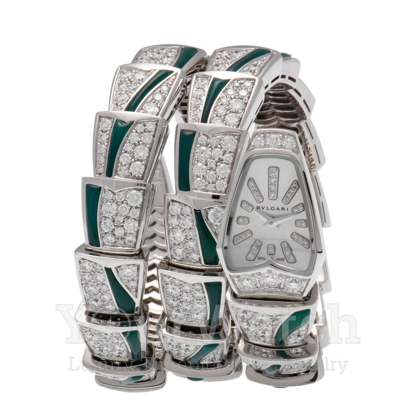 Bvlgari Serpenti 18 Carat White Gold Diamond 26mm Ladies Watch