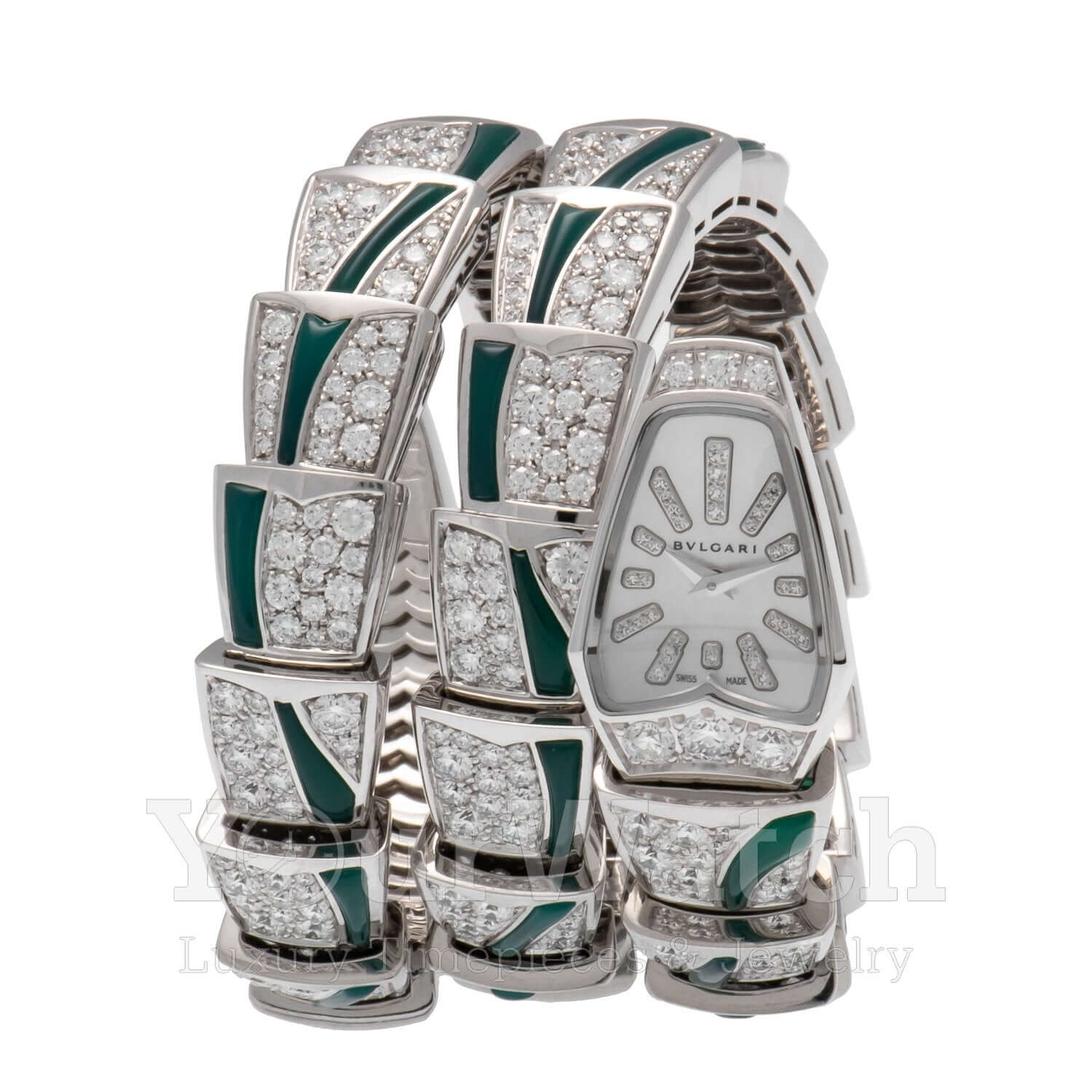 Bvlgari Serpenti 18 Carat White Gold Diamond 26mm Ladies Watch