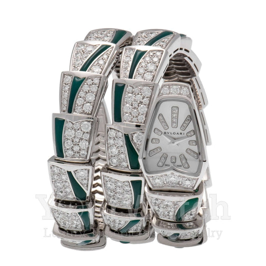 Bvlgari Serpenti 18 Carat White Gold Diamond 26mm Ladies Watch