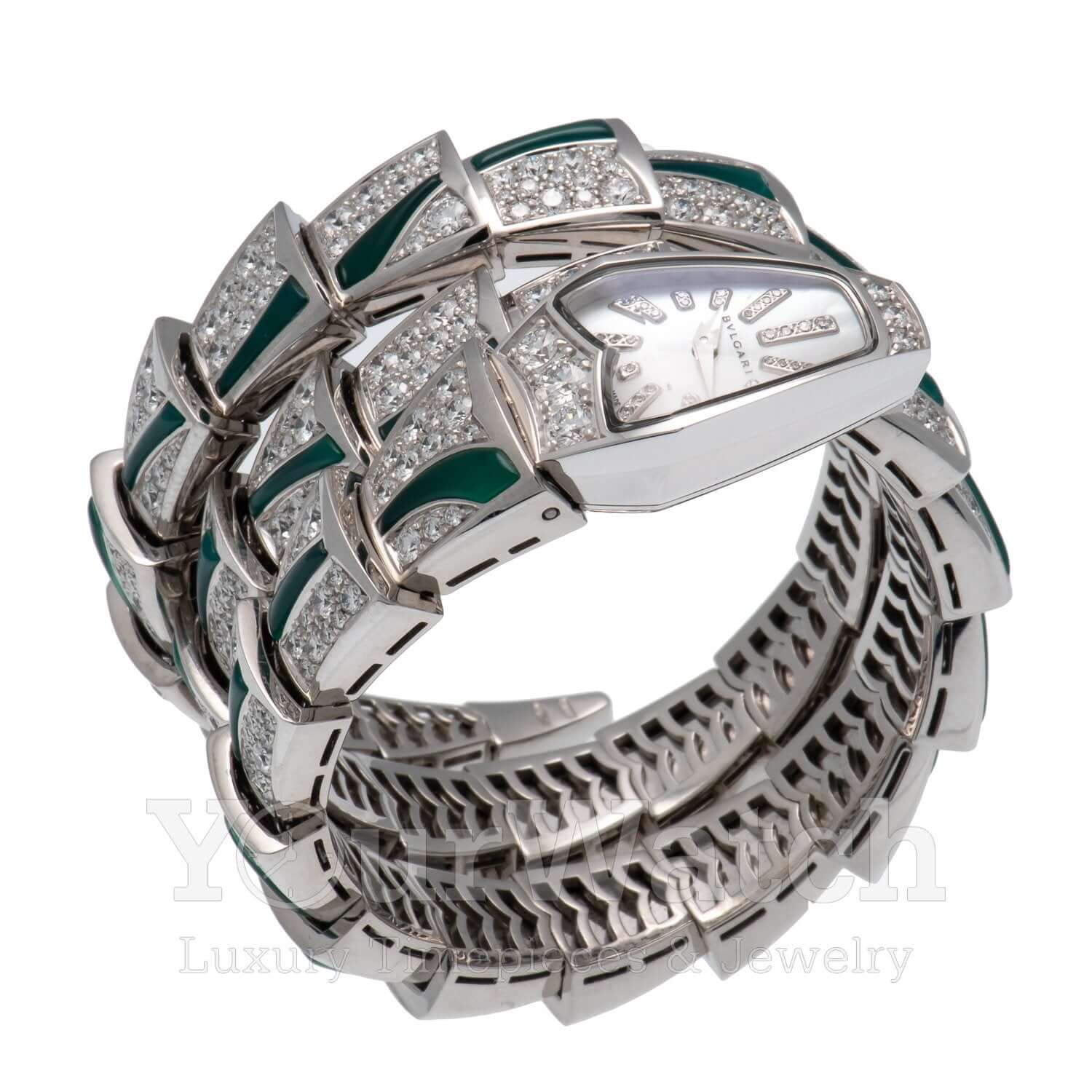 Bvlgari Serpenti 18 Carat White Gold Diamond 26mm Ladies Watch