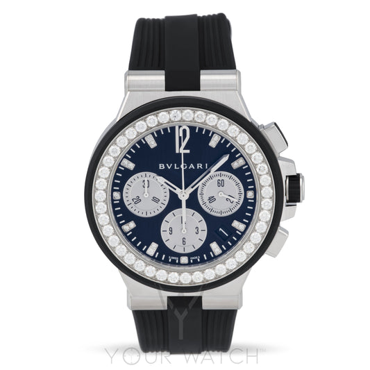 Bvlgari Diagono Black Diamond Dial Chronograph Ladies Watch 101756