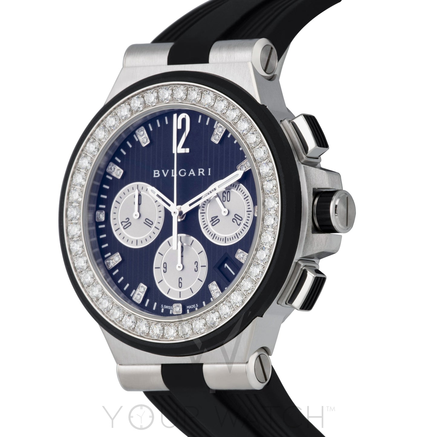 Bvlgari Diagono Black Diamond Dial Chronograph Ladies Watch 101756