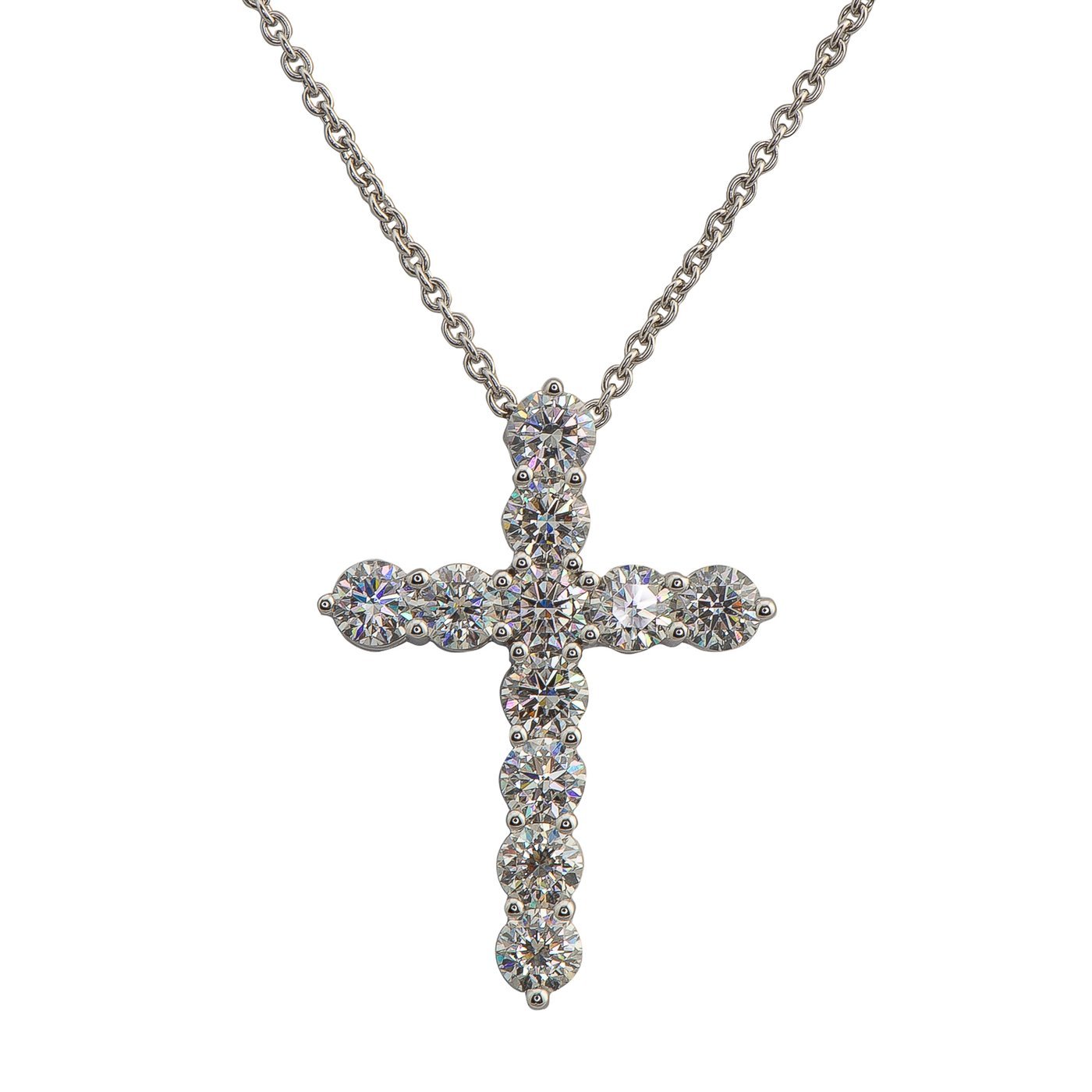 Large Round Diamond Cross Pendant On a Chain RGP005