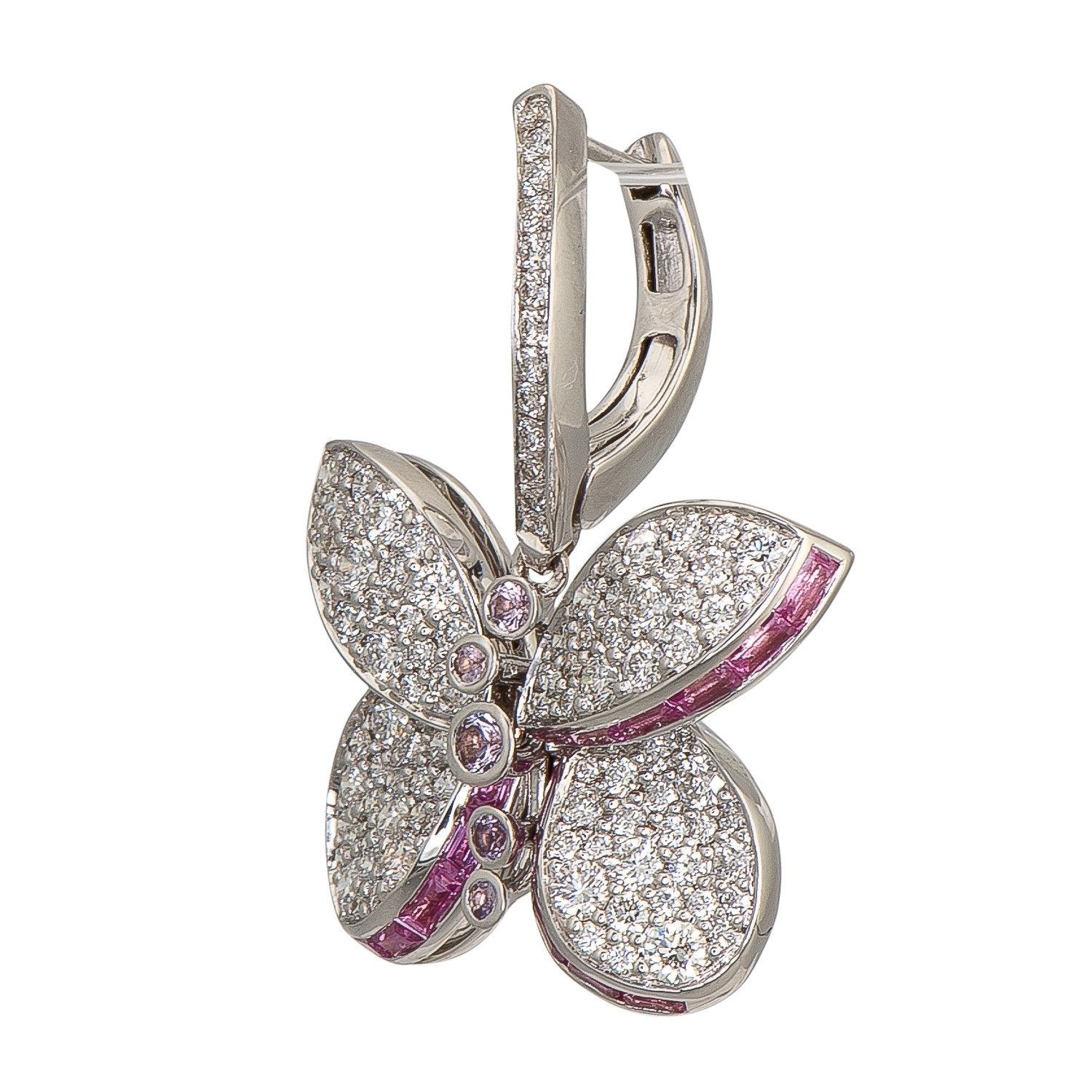 Graff Butterfly Earrings With Diamonds Pave And Pink And Purple Sapphires