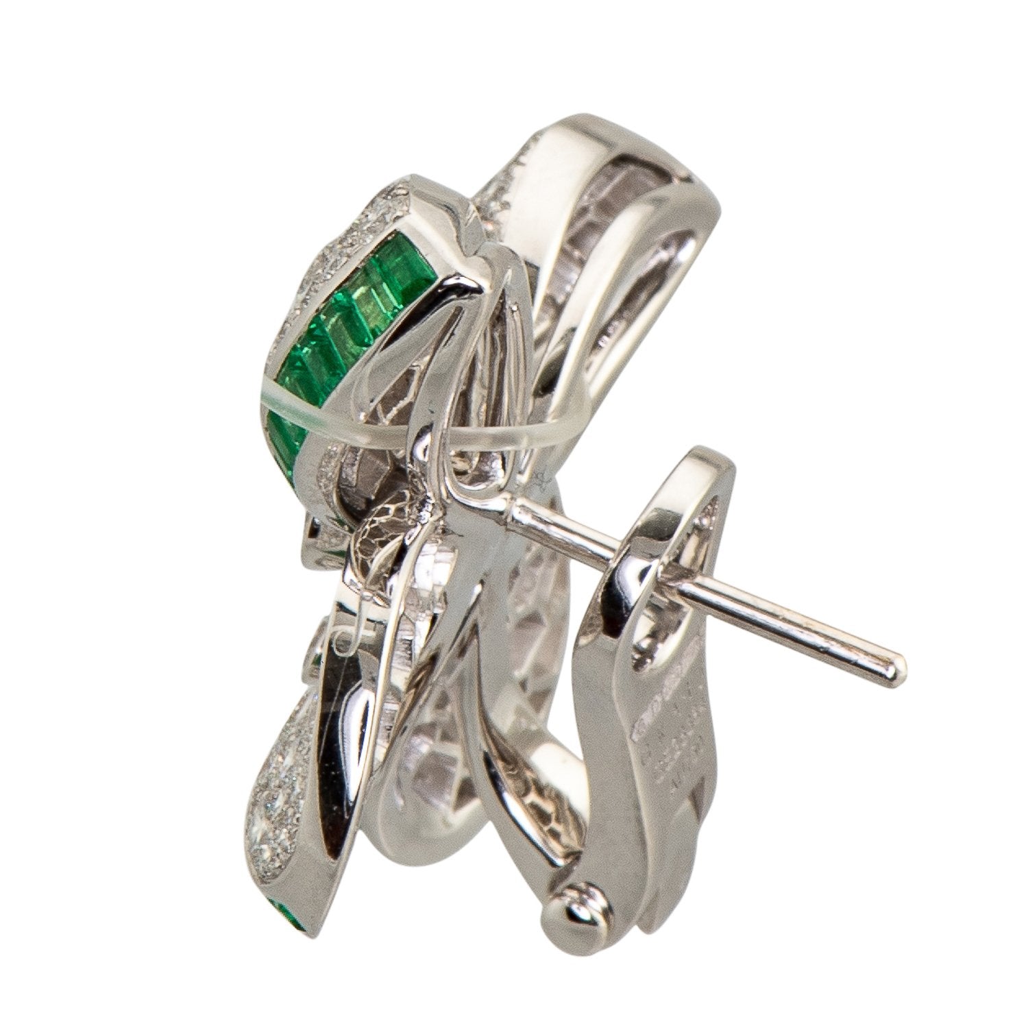 Graff Princess Butterfly Diamond and Emerald Stud Earrings