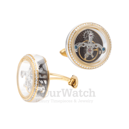 TF TOURBILLON CLASSIC GOLD & DIAMOND CUFFLINKS CT-YG01D
