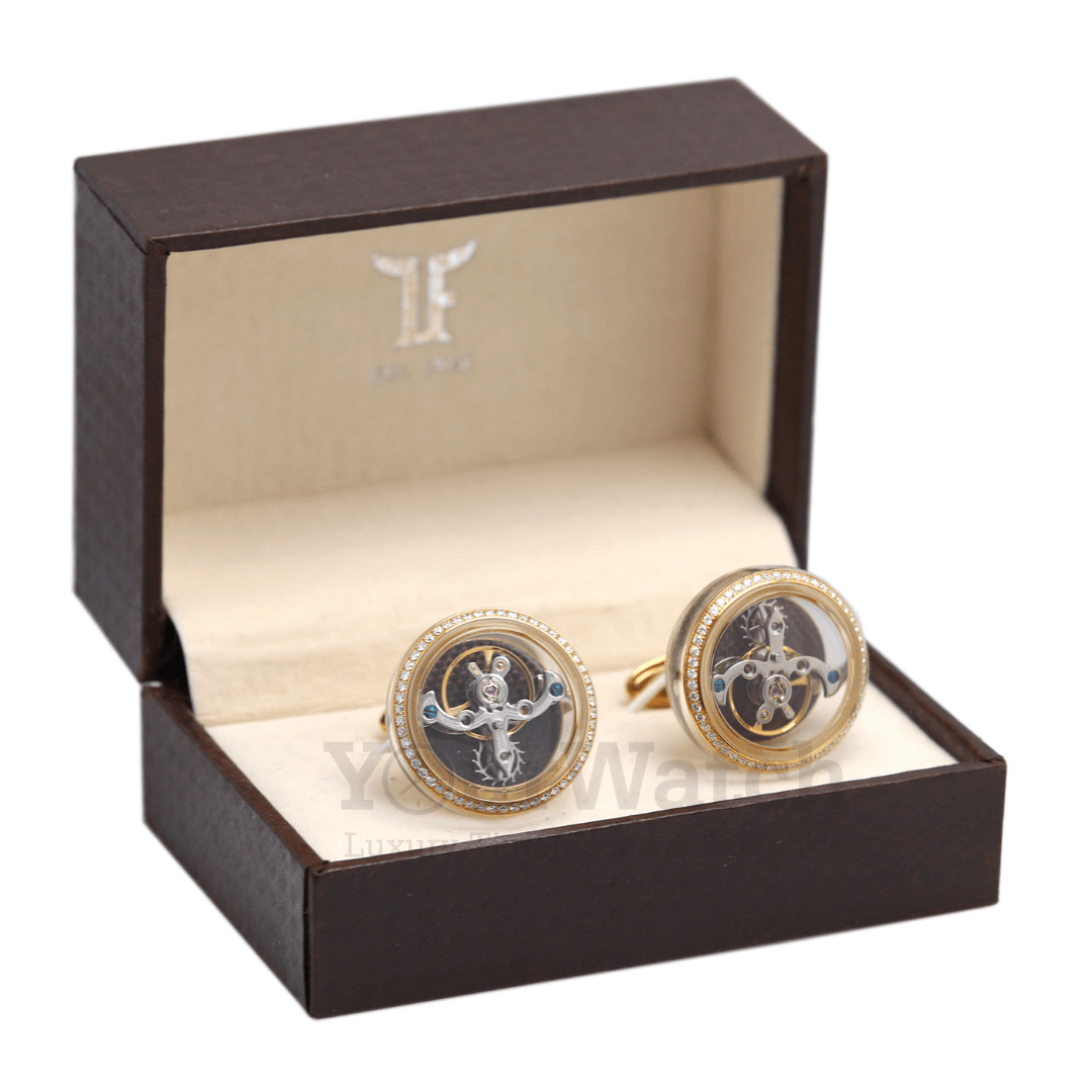 TF TOURBILLON CLASSIC GOLD & DIAMOND CUFFLINKS CT-YG01D