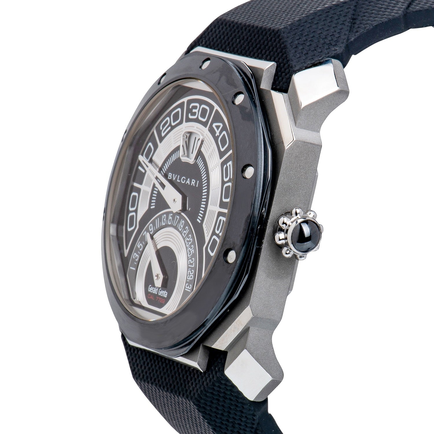 Bvlgari Octo Retrograde Black Lacquered Dial Black Rubber Men s