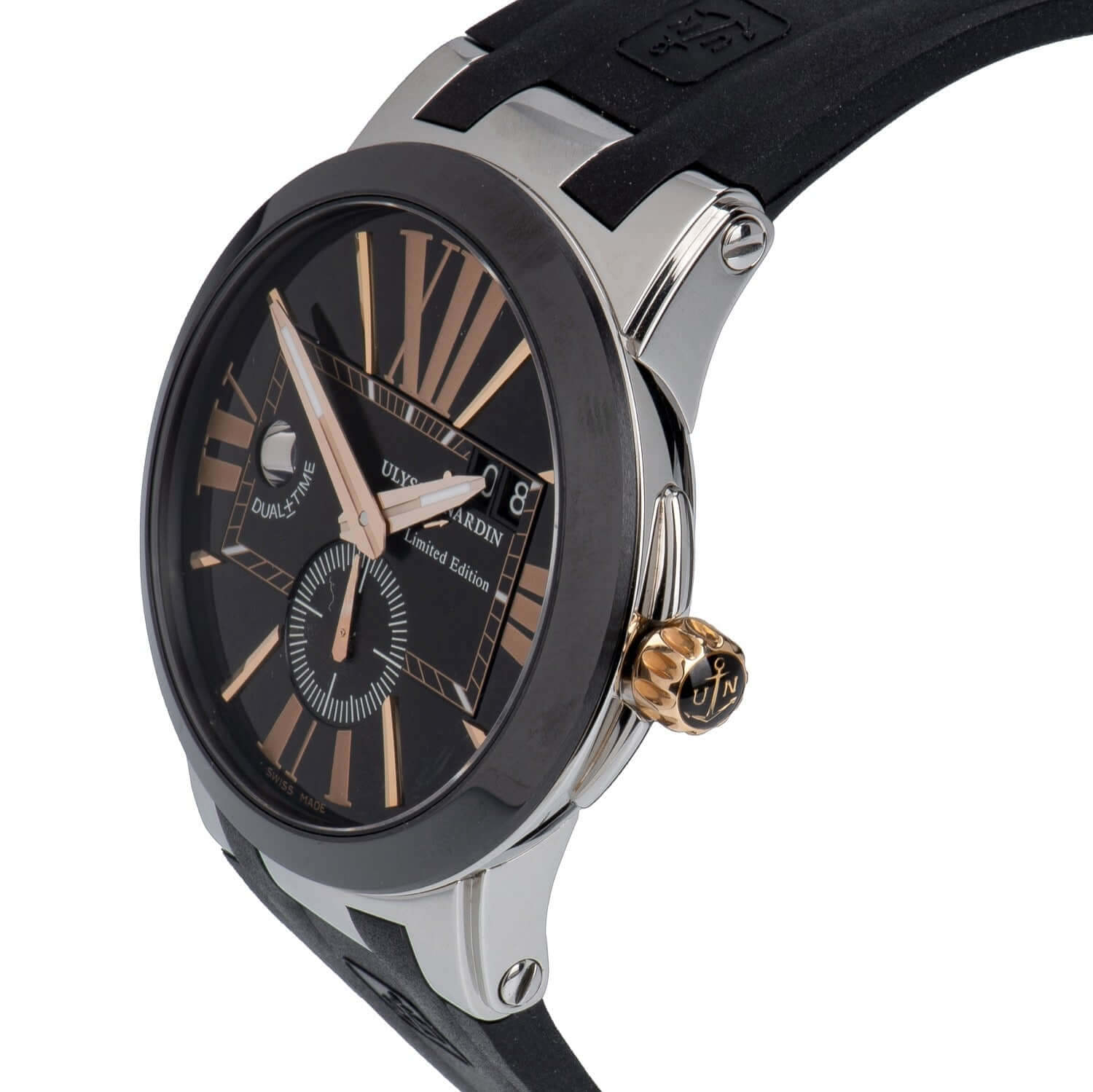 Ulysse Nardin Two Tone Executive Dual Time On Rubber Strap 243 00