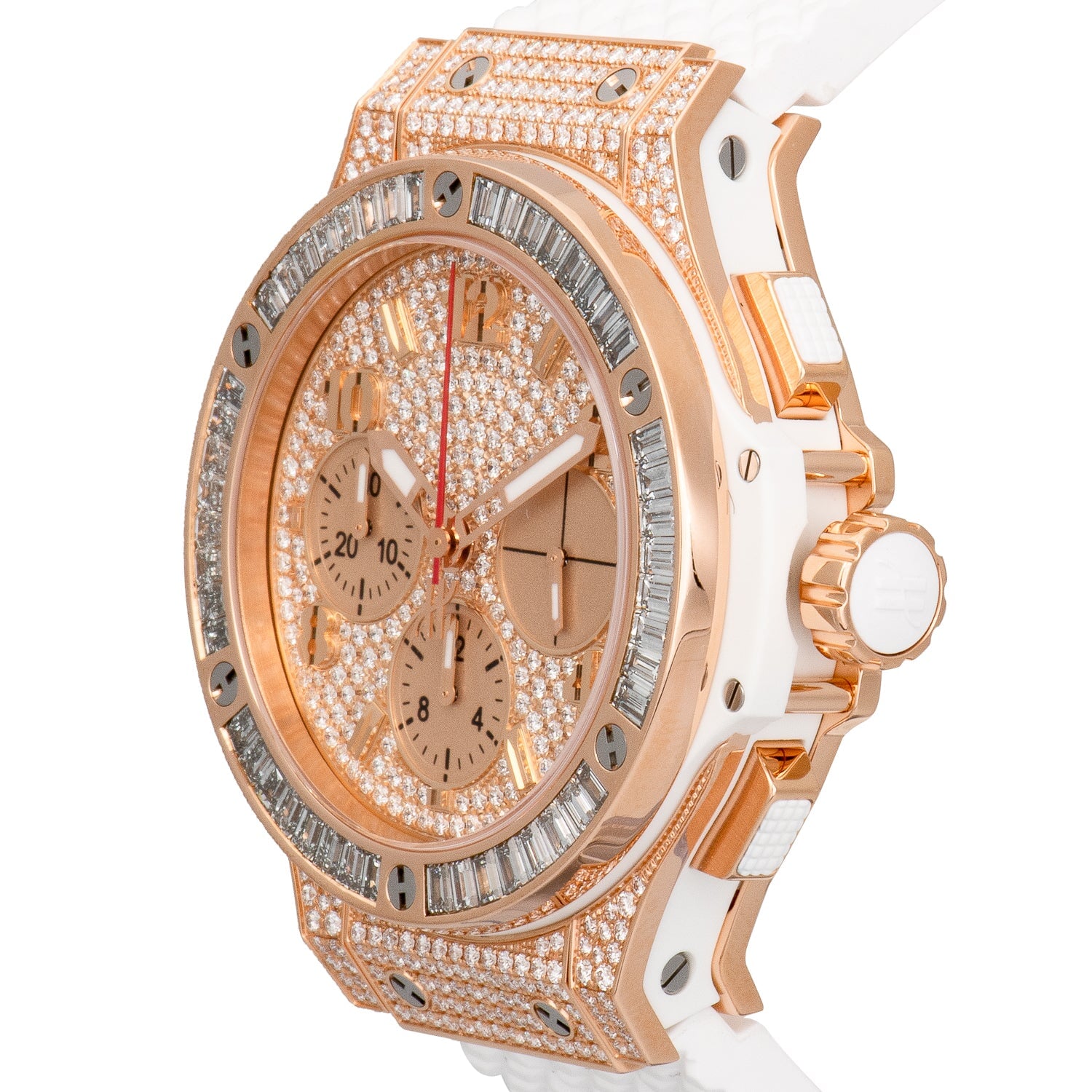 44mm Hublot Mens Diamond Watch Fully Iced Out Big Bang in Rose Gold 18